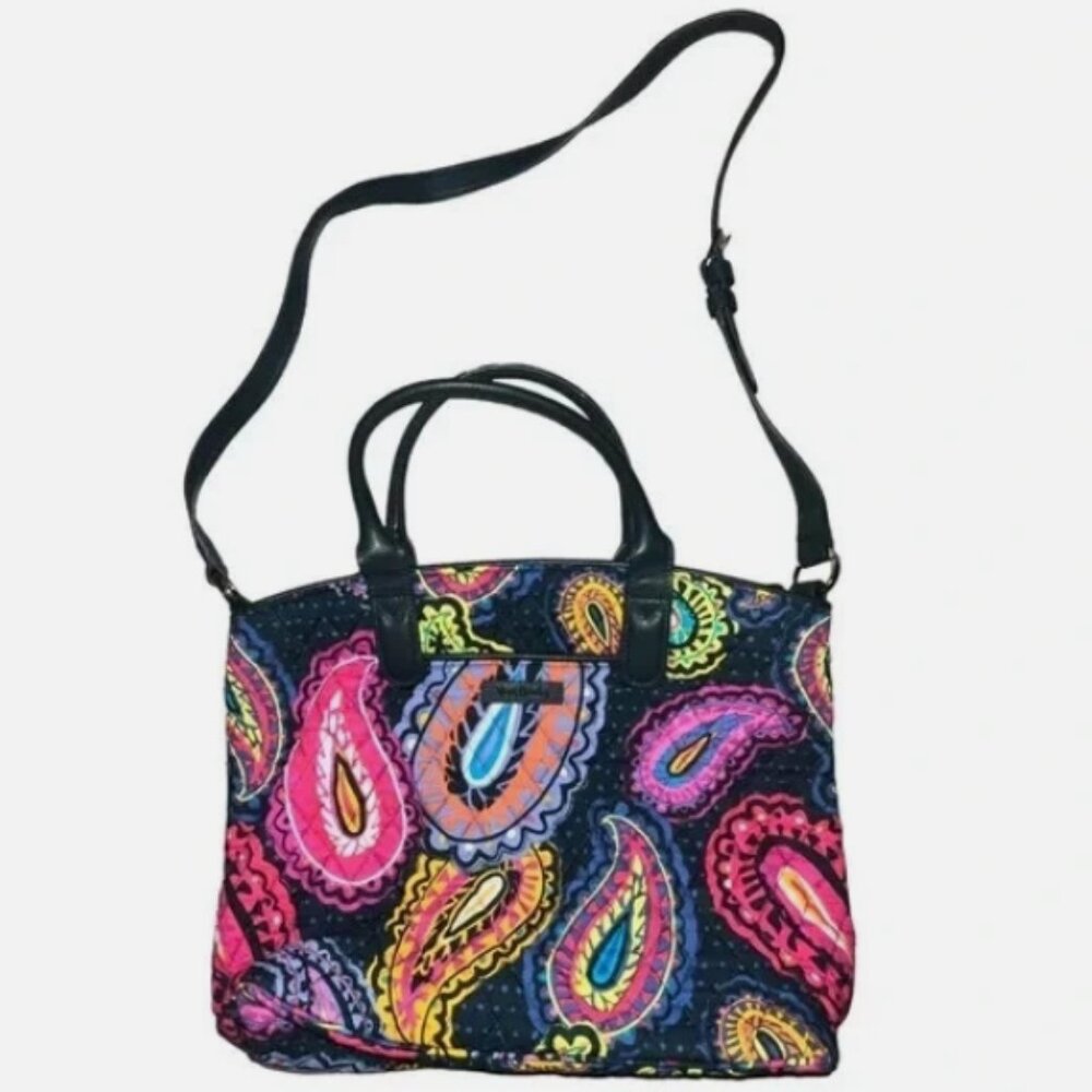 Vera Bradley Twilight Paisley Casual Satchel Quilted Crossbody Bag | Black Multi